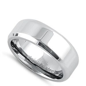 Stainless Steel 7mm High Polish Wedding Band Ring New